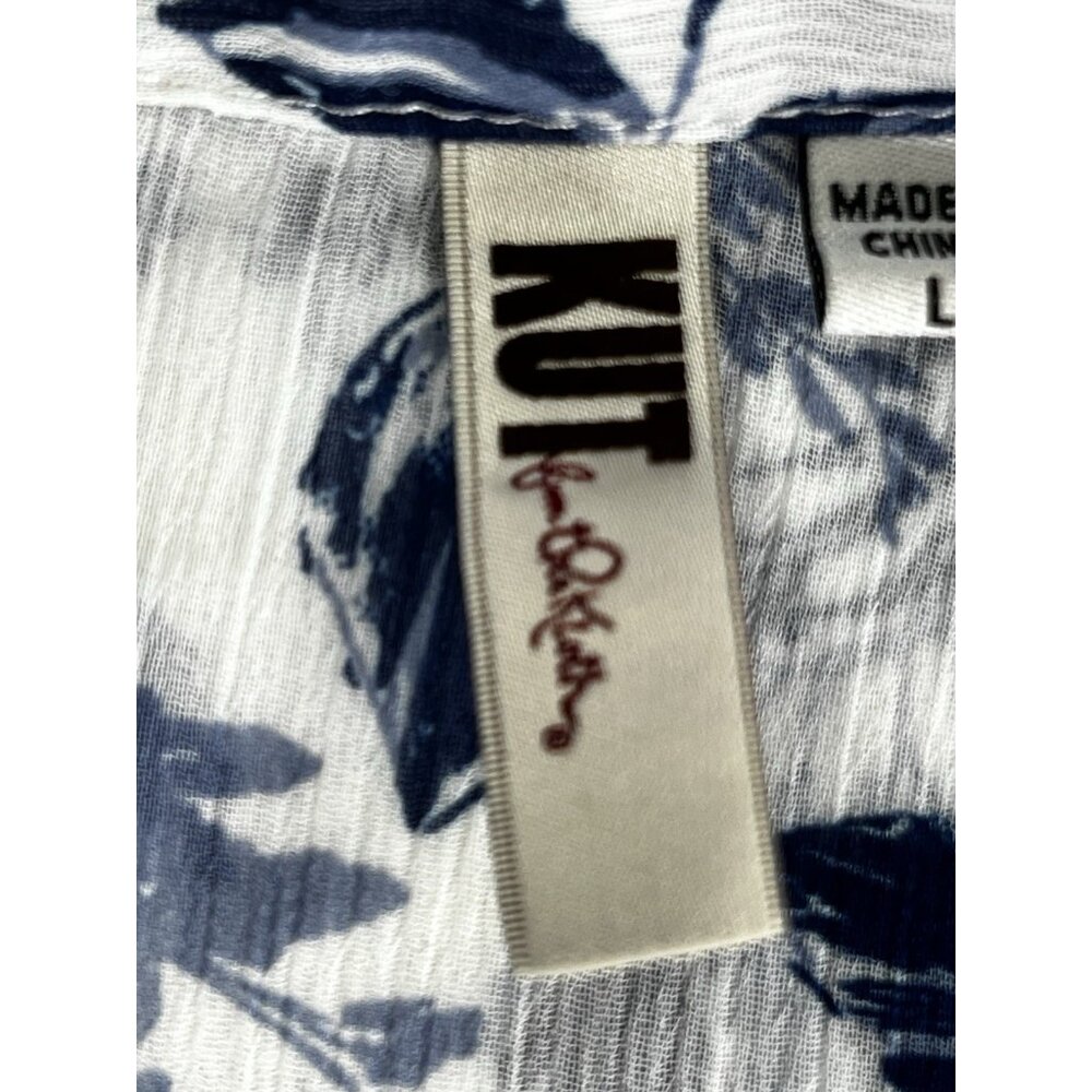 Kut Roll Tab/long Sleeve Button Up Sheer‎ Blouse Womens size Large - Picture 12 of 12